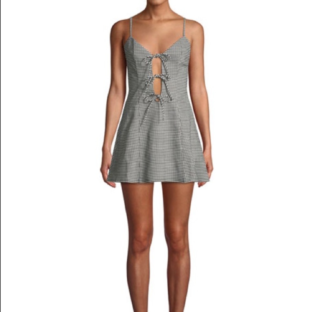 Lovers + Friends Beth Gingham Tie-Front mini dress